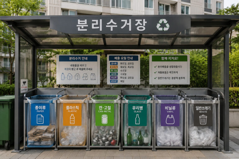 공동주택 분리수거 문제와 재활용 정책 변화를 보여주는 분리배출 공간